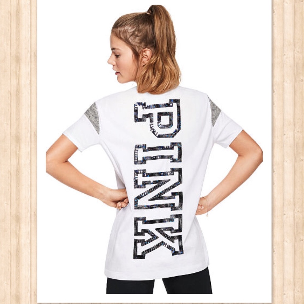 đź–¤SOLDđź–¤VS PINK Varsity Shorts &Bling Tee - Picture 2 of 8